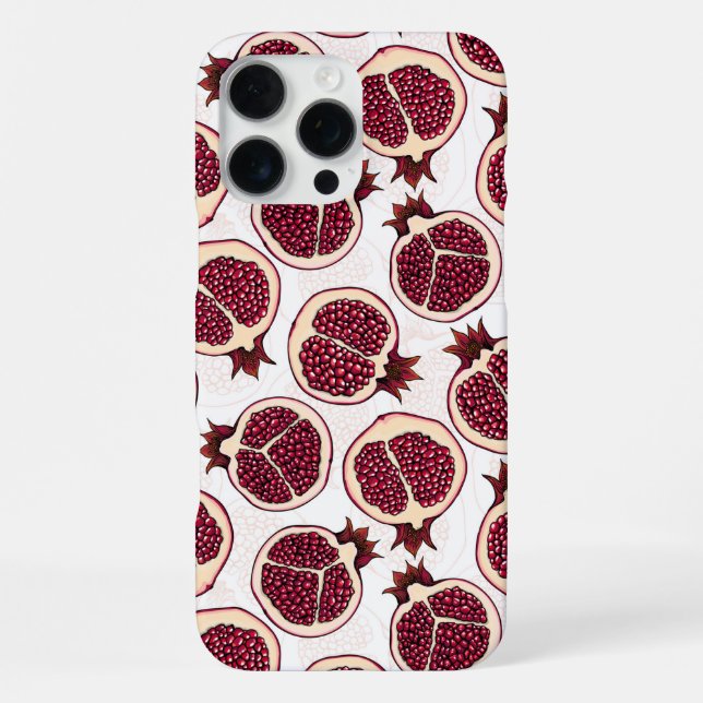Pomegranate slices on white iPhone case (Back)