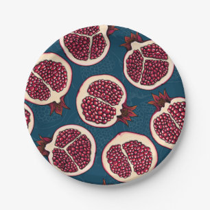 Pomegranate slices paper plate