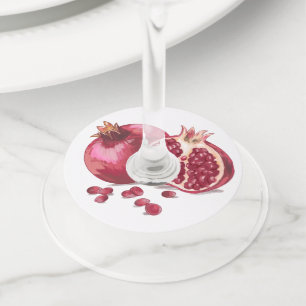 Pomegranate Star of David Jewish Wine Glass Tag