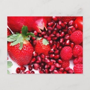 Pomegranate Strawberries And Raspberries Postcard