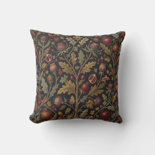 Pomegranate Thistle Botanical Pattern Throw Pillow