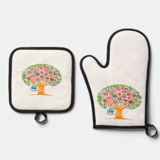 Pomegranate Tree Pot Holders Oven Mitt & Pot Holder Set