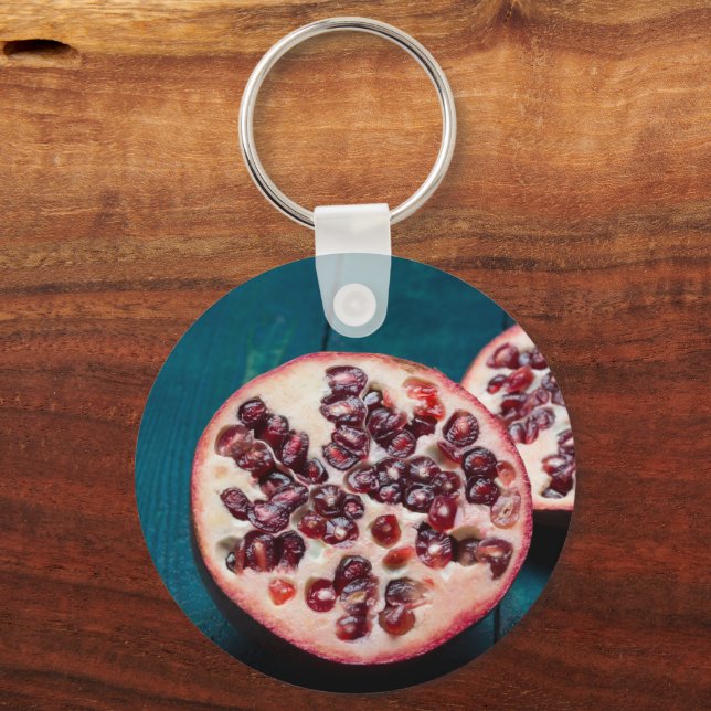 Pomegranate Vegan Fruit Gourmet Foodie Souvenir Keychain (Front)
