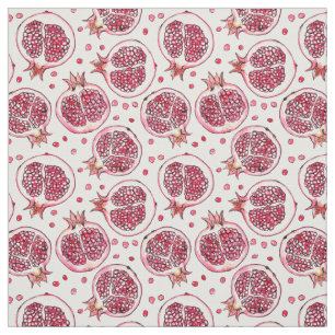 Pomegranate watercolor and ink pattern fabric
