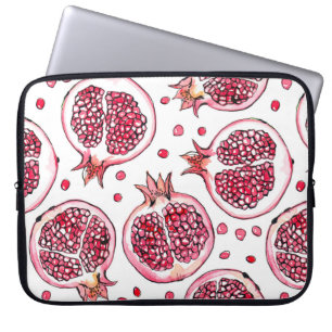 Pomegranate watercolor and ink pattern laptop sleeve