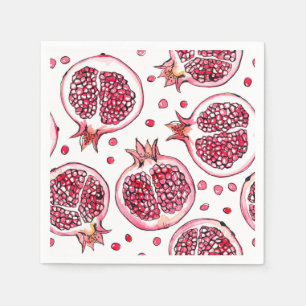 Pomegranate watercolor and ink pattern napkin