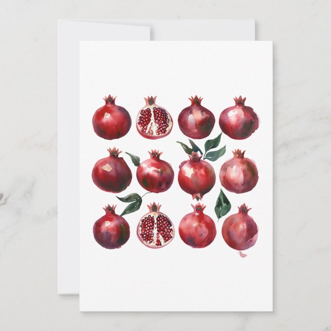 Pomegranate Watercolor Art Invitation (Front)