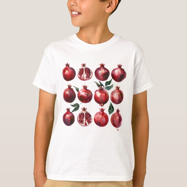 Pomegranate Watercolor Art T-Shirt (Front)