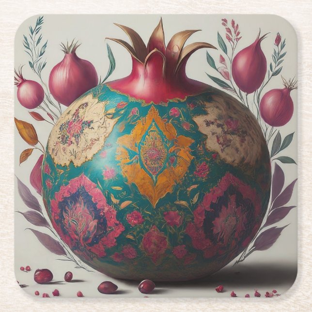 Pomegranate Yalda coaster (Front)