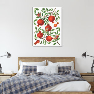 Pomegranates and Bella Moths on off white Canvas Print
