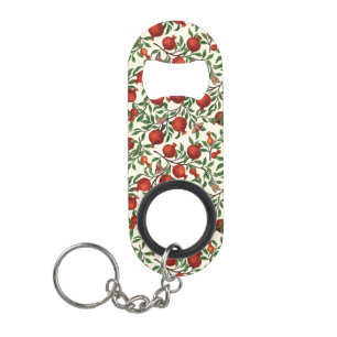Pomegranates and Bella Moths on off white Keychain Bottle Opener