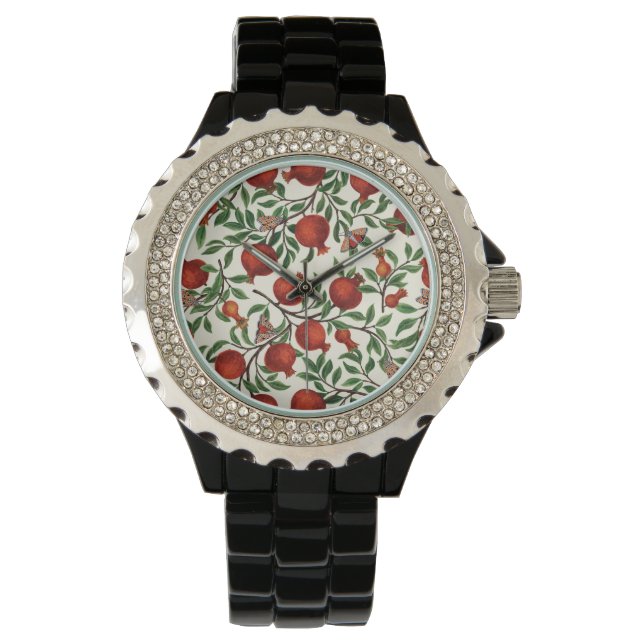 Pomegranates and Bella Moths on off white Watch (Front)