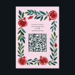 Pomegranates Custom QR Bat Bar Mitzvah Watercolor Enclosure Card<br><div class="desc">Perfect enclosure card to include with invitations for a bar mitzvah, bat mitzvah or other Jewish celebration! Hand made art for you! FULLY CUSTOMIZABLE! Click on “Personalize” above to edit the text and add your link to the QR code. Click "edit using design tool" to adjust the fonts, colours and...</div>