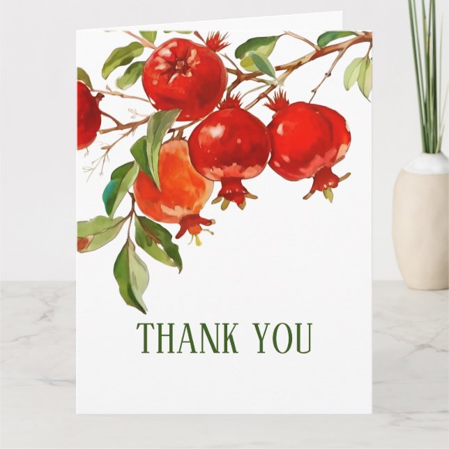 Pomegranates watercolor theme Bright colors Thank You Card (Front)