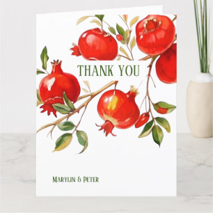 Pomegranates watercolor theme Bright colours Thank You Card