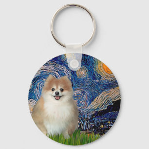 Pomeranian 1 - Starry Night Keychain