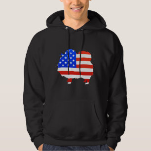 Pomeranian American Flag Pomeranian Silhouette Hoodie