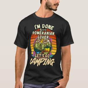 Pomeranian And Camping Vintage Retro Colourful Pe T-Shirt