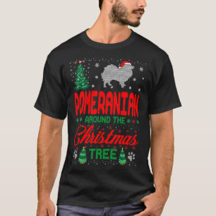 Pomeranian Around The Christmas Tree T-Shirt