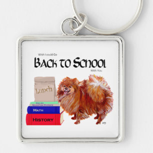 Pomeranian Back to School Keychain