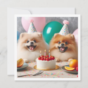 Pomeranian birthday card, Pomeranian, Pomeranian Invitation