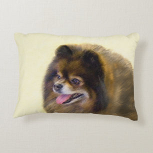 Pomeranian Black and Tan Painting Original Dog Art Accent Pillow