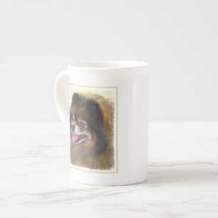 Pomeranian Black and Tan Painting Original Dog Art Bone China Mug