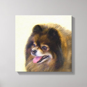 Pomeranian Black and Tan Painting Original Dog Art Canvas Print