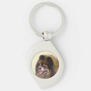 Pomeranian Black and Tan Painting Original Dog Art Keychain