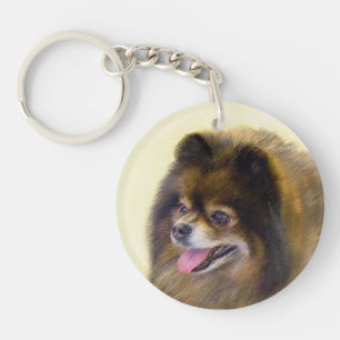 Pomeranian Black and Tan Painting Original Dog Art Keychain