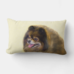 Pomeranian Black and Tan Painting Original Dog Art Lumbar Pillow