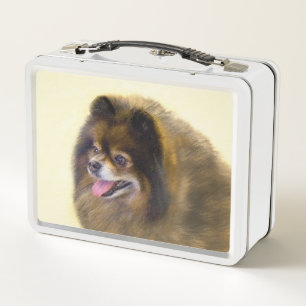 Pomeranian Black and Tan Painting Original Dog Art Metal Lunch Box