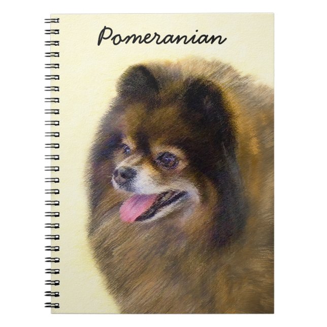 Pomeranian Black and Tan Painting Original Dog Art Notebook (Front)