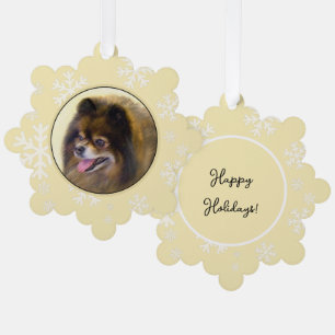 Pomeranian Black and Tan Painting Original Dog Art Ornament Card