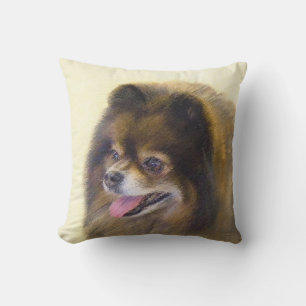 Pomeranian Black and Tan Painting Original Dog Art Outdoor Pillow