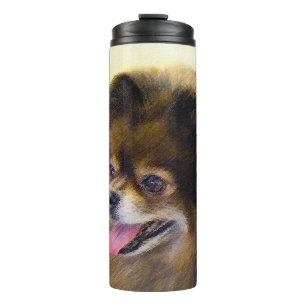 Pomeranian Black and Tan Painting Original Dog Art Thermal Tumbler