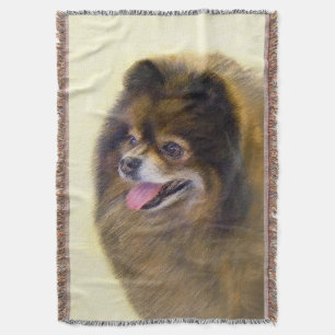 Pomeranian Black and Tan Painting Original Dog Art Throw Blanket