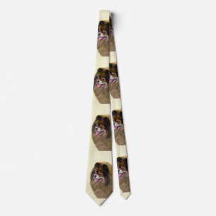 Pomeranian Black and Tan Painting Original Dog Art Tie