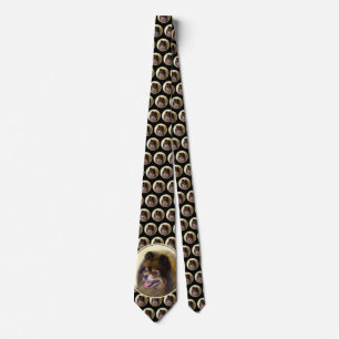 Pomeranian Black and Tan Painting Original Dog Art Tie