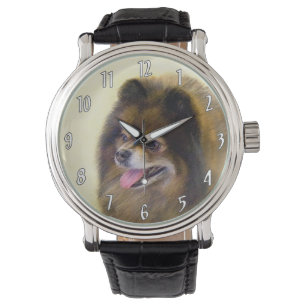 Pomeranian Black and Tan Painting Original Dog Art Watch