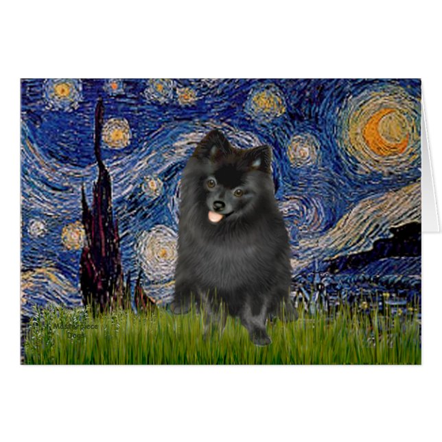 Pomeranian (black) - Starry Night (Front Horizontal)