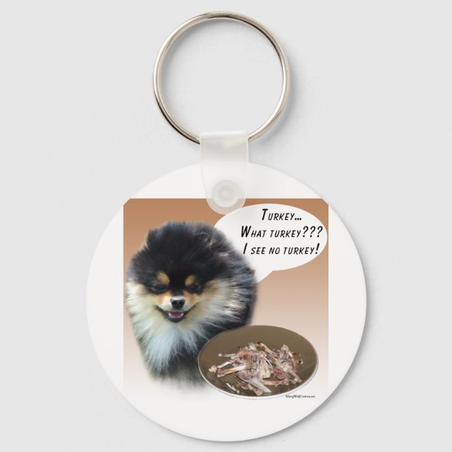 Pomeranian (blktan) Turkey Keychain (Front)
