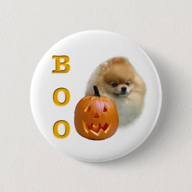 Pomeranian Boo 2 Inch Round Button (Front)