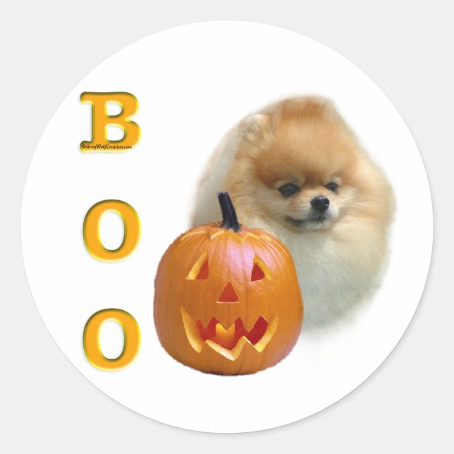 Pomeranian Boo Classic Round Sticker (Front)