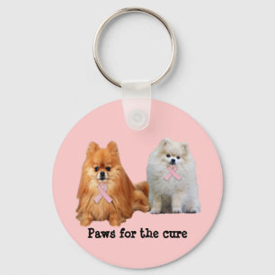 Pomeranian Breast Cancer Keychain
