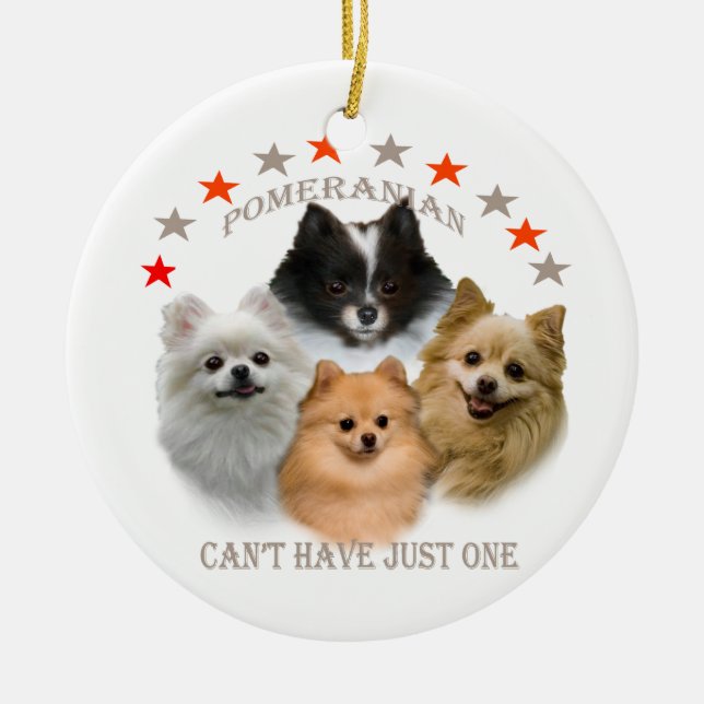 Pomeranian Can't Have Just One ornament (Front)