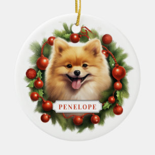 Pomeranian Ceramic Circle Ornament