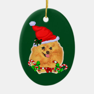 Pomeranian Christmas Ceramic Ornament
