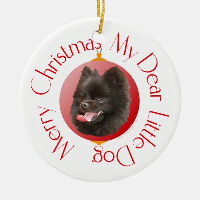 Pomeranian Christmas Ceramic Ornament (Front)