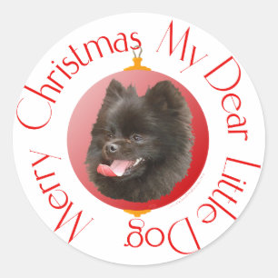 Pomeranian Christmas Classic Round Sticker